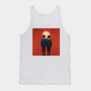 astronaut with moon background astronauts celebrate halloween on mars Tank Top